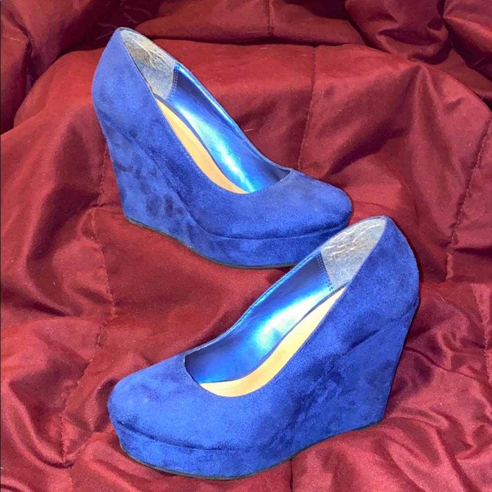 Soda- Twilight Blue, 8M- Suede Wedge